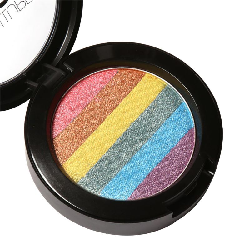 Women Shimmer Highlighter Powder Face Brightener Makeup Rainbow Colors